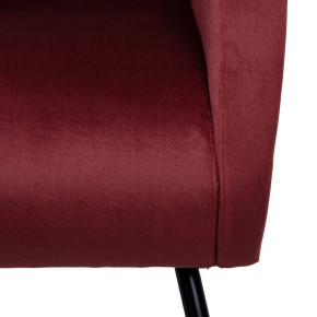 Fauteuil contemporain en velours bordeaux et pied de poule