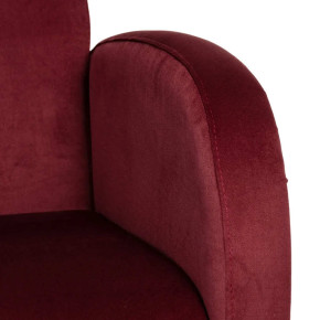 Fauteuil contemporain en velours bordeaux et pied de poule