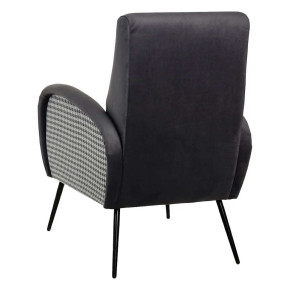 Fauteuil contemporain en velours gris et pied de poule