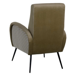 Fauteuil contemporain en velours kaki et pied de poule