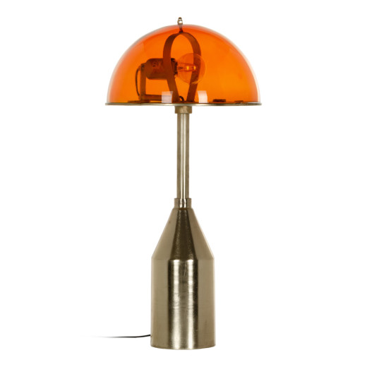 Lampe à poser en métal doré et verre