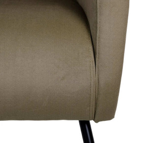 Fauteuil contemporain en velours kaki et pied de poule