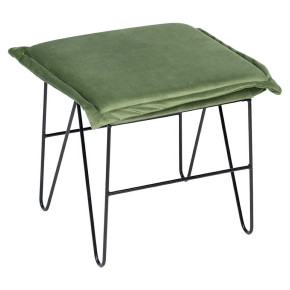 Tabouret carré en velours vert et métal