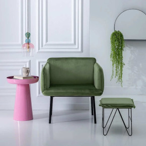 Tabouret carré en velours vert et métal