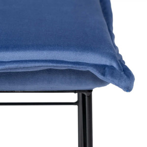 Tabouret carré en velours bleu et métal