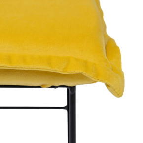 Tabouret carré en velours jaune et métal