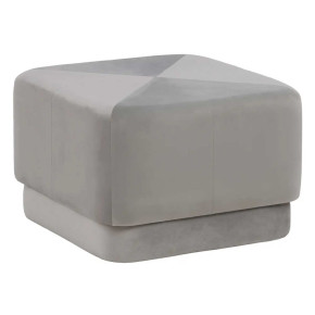 Pouf carré velours gris capitonné