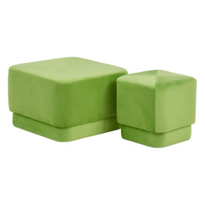 Pouf carré velours vert capitonné