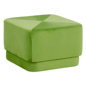 Pouf carré velours vert capitonné