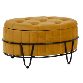 Poufs coffres ovales en velours moutarde