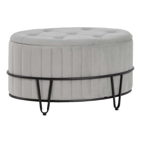 Poufs coffres ovales en velours gris