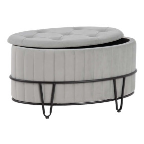 Poufs coffres ovales en velours gris