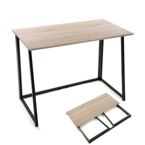 Bureau pliable bois et métal noir