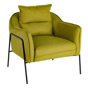 Fauteuil contemporain en tissu vert et métal noir