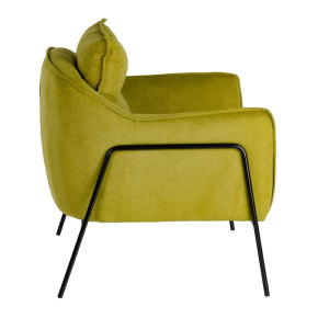 Fauteuil contemporain en tissu vert et métal noir