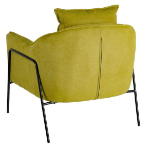 Fauteuil contemporain en tissu vert et métal noir