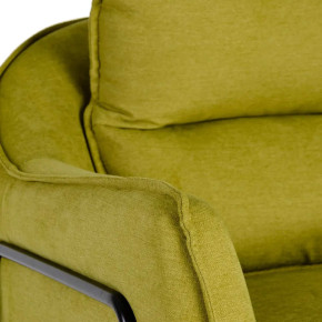 Fauteuil contemporain en tissu vert et métal noir