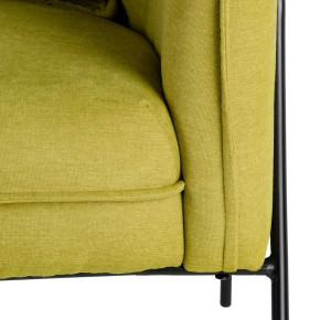 Fauteuil contemporain en tissu vert et métal noir