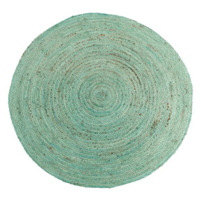 Tapis en jute naturel rond turquoise diam120