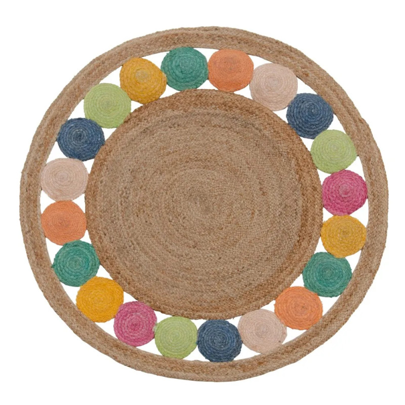 Tapis en jute rond multicolore diam120cm