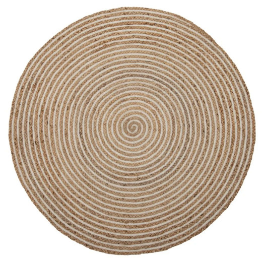 Tapis en jute et coton beige 120cm, Mavy