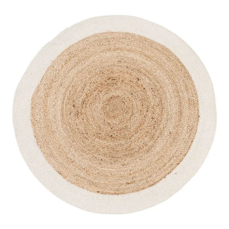 Tapis en jute naturel et coton ivoire 120cm