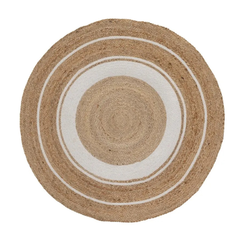 Tapis rond en jute et coton ivoire 90cm, Malone