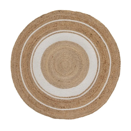 Tapis rond en jute et coton ivoire 120cm, Malone