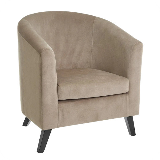 Fauteuil club classique en velours beige Round