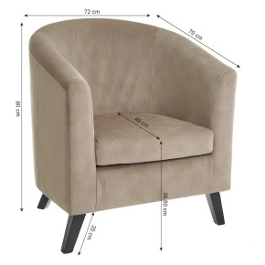 Fauteuil club classique en velours beige Round