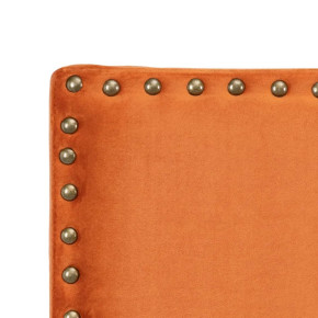 Tête de lit capitonnée en velours orange avec des clous 160cm