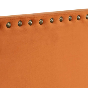 Tête de lit capitonnée en velours orange avec des clous 160cm