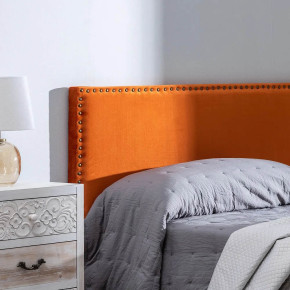 Tête de lit capitonnée en velours orange avec des clous 160cm