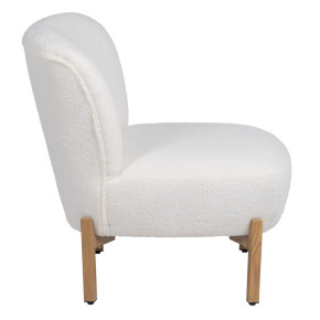 Fauteuil bouclette blanche et pird en bois, Victore