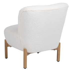 Fauteuil bouclette blanche et pird en bois, Victore