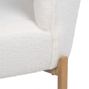 Fauteuil bouclette blanche et pird en bois, Victore