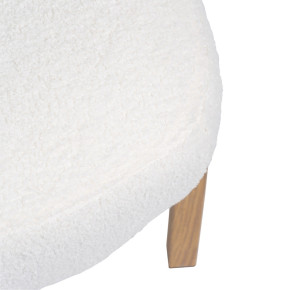 Fauteuil bouclette blanche et pird en bois, Victore