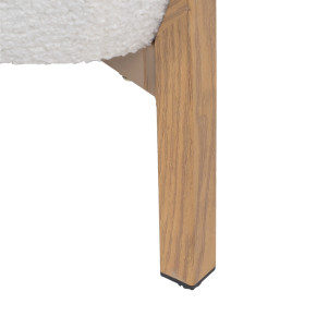 Fauteuil bouclette blanche et pird en bois, Victore