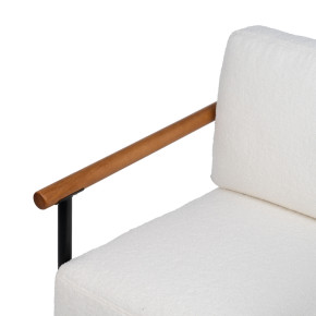 Fauteuil bouclette blanc en bois et métal, Abrax