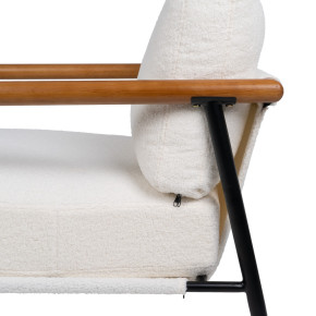 Fauteuil bouclette blanc en bois et métal, Abrax