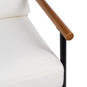 Fauteuil bouclette blanc en bois et métal, Abrax