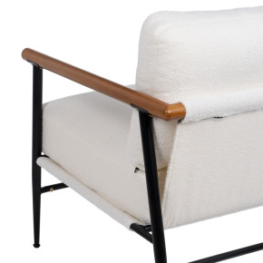 Fauteuil bouclette blanc en bois et métal, Abrax