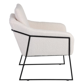 Fauteuil blanc cassé et métal noir, Fiona