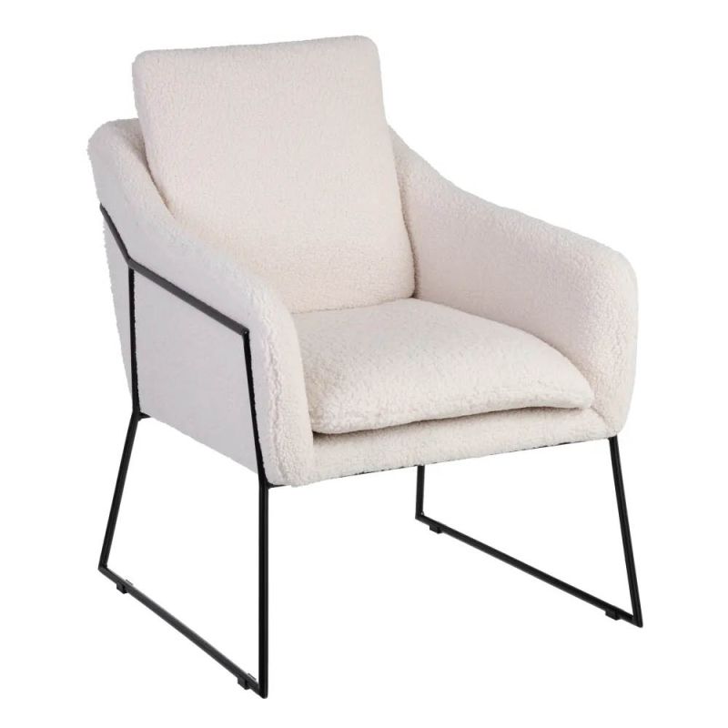 Fauteuil blanc cassé et métal noir, Fiona