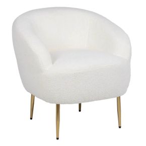 Fauteuil rond bouclette blanche, Payo