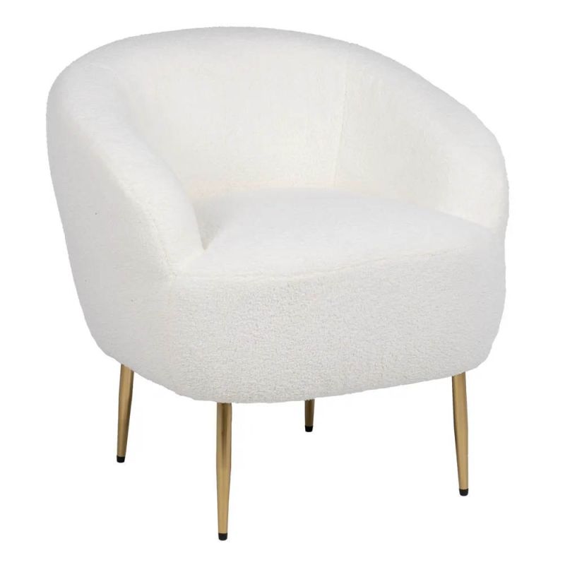 Fauteuil rond bouclette blanche, Payo