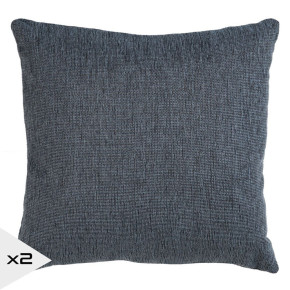 2 Coussins uni 45x45cm chenille bleu, Géo