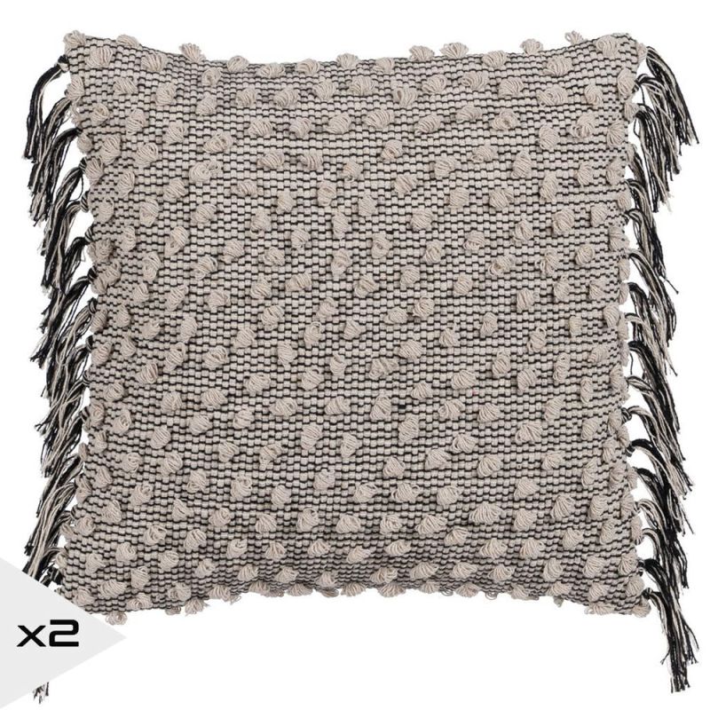 2 Coussins 45x45cm bouclette gris, Zen