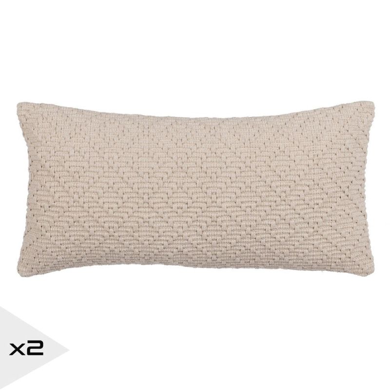 2 Coussins 30x60cm bouclette beige,Maon