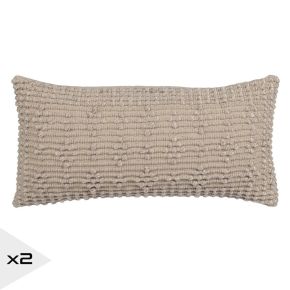 2 Coussins 30x60cm bouclette beige, Julus